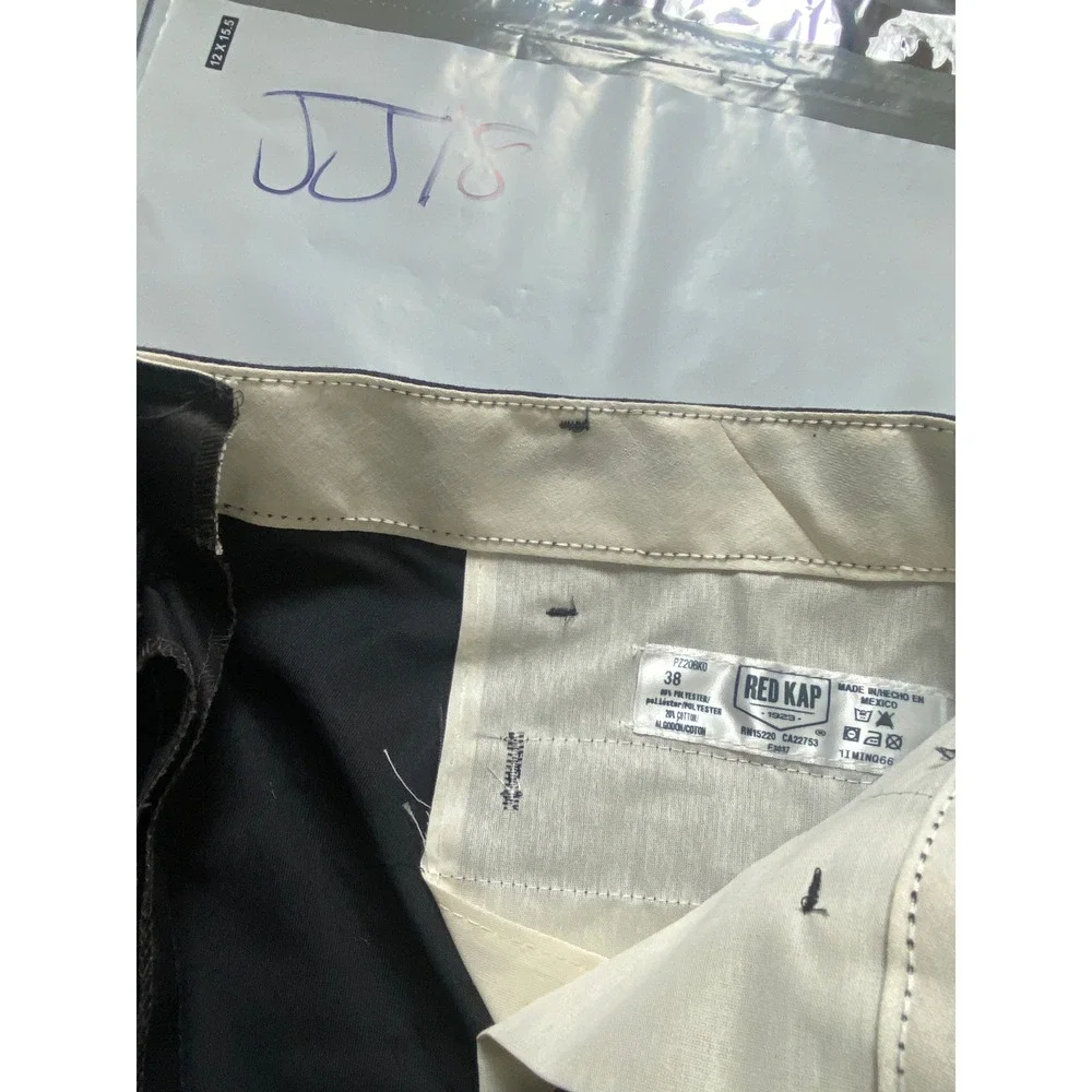 Mens Black Dress Pants Flat Front Straight‎ Leg Formal Trousers Size 38